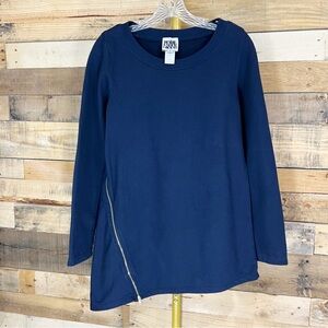Prairie Underground Navy Blue Organic Cotton Side Zip Sweatshirt Size Small